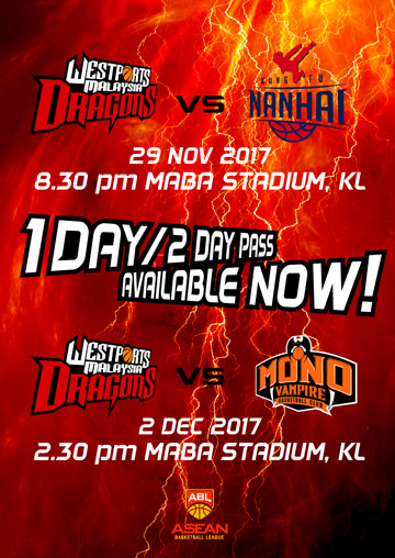 ASEAN Basketball League 2017/2018 Wesports Malaysia Dragons VS Nanhai Kung Fu Basketball Club